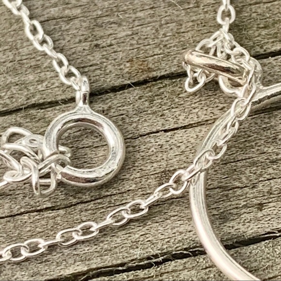 Sterling Silver Minimalist Halo Circle Necklace - Picture 5 of 7